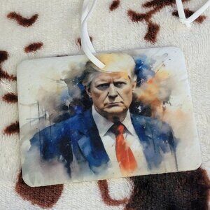 Donald Trump Watercolor Unscented Car Air Freshener Freshie